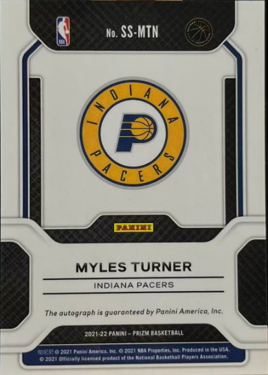 2021-22 Panini Prizm Basketball Myles Turner Sensational Signatures Auto – SS-MTN