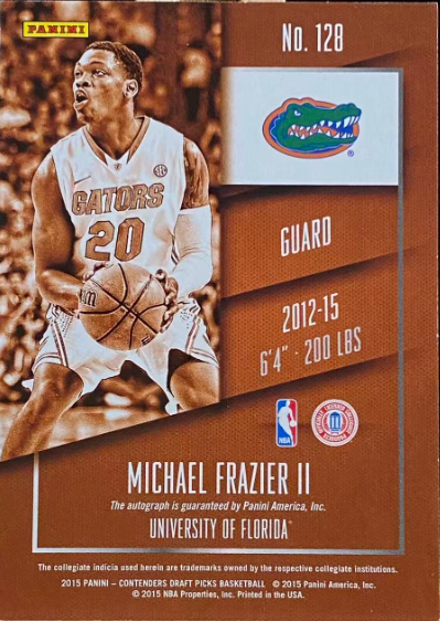 2015-16 Panini Contenders Draft Picks Michael Frazier II Rookie Auto #128 – Florida Gators