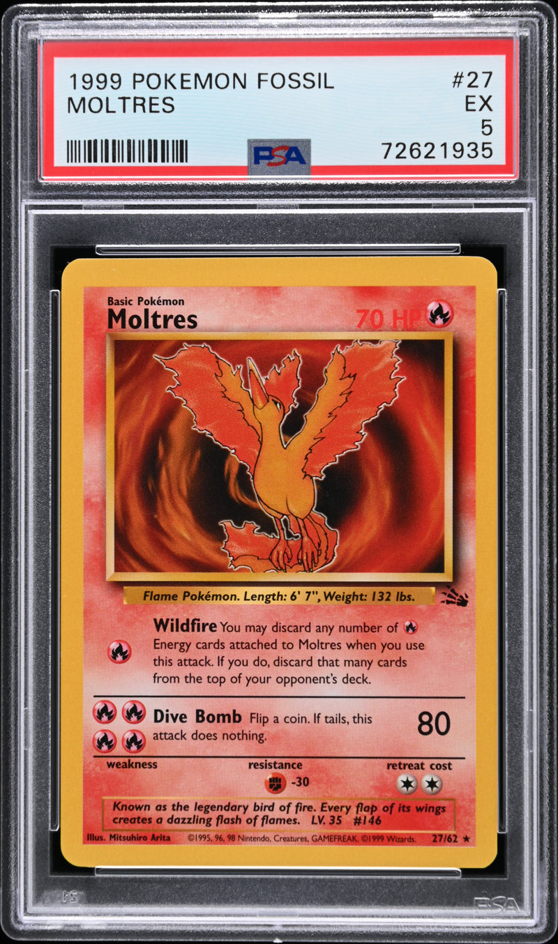 Moltres Pokemon Fossil 27 NM PSA 5
