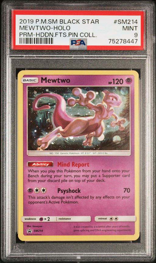 Mewtwo-Holo Pokemon Sm Black Star Promo SM214 NM PSA 9