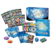 Collection of trading cards and game components with a prominent 'Stellar Crux' theme.