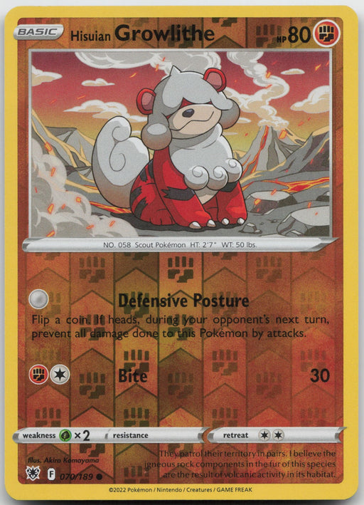 Hisuian Growlithe Common SWSH10: Astral Radiance 070/189 NM