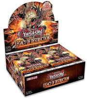 Yu-Gi-Oh! Trading Card Game box with 'Legacy of Destruction' theme on a white background